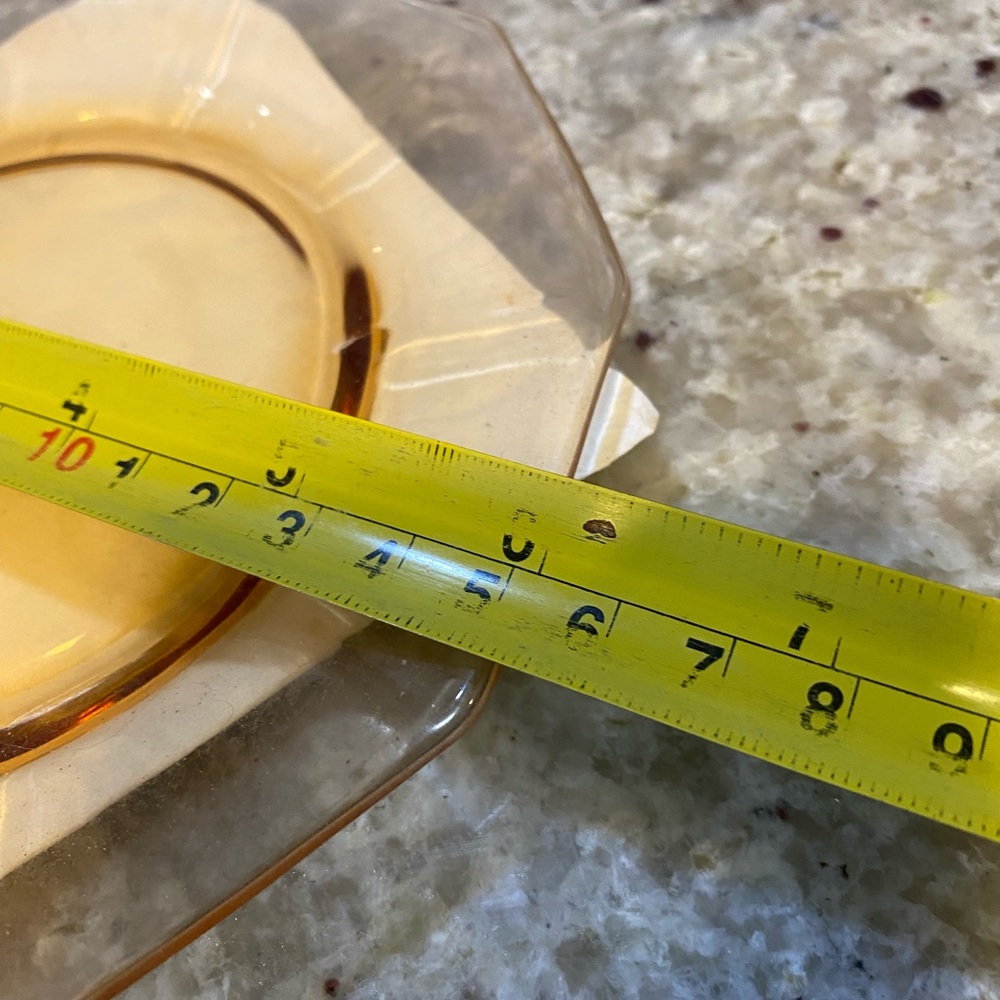 Amber Glass Octagonal 6” set of 6 Plates - Set - Picture 4 of 4
